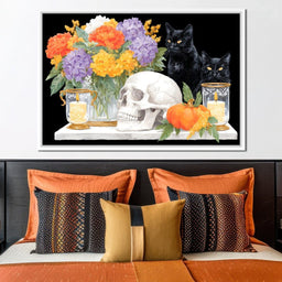 Halloween Bouquet Cats Skull Candle - NicheCanvas
