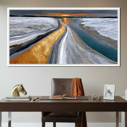 Gold River Under A Pewter Sky - TooplesArt - NicheCanvas
