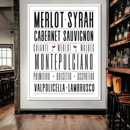 Wine Lover Varietal Typography - NicheCanvas
