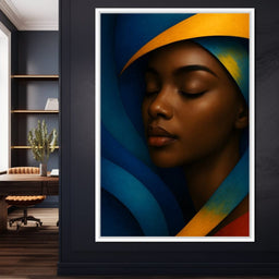 Radiant Silence Blue Gold Muse - NicheCanvas