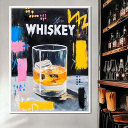 Neon Whiskey On The Rocks - NicheCanvas