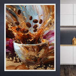 Golden Coffee Splash Reverie - NicheCanvas