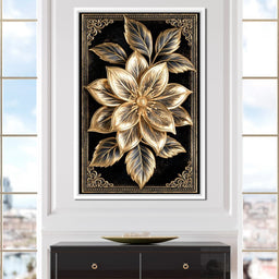 Gilded Petals on Obsidian Fields - NicheCanvas