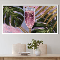 Pink Fizz Gold Palm Soiree - NicheCanvas