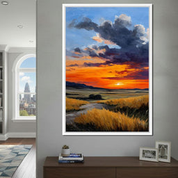 Golden Prairie Sunset Skystorm - NicheCanvas