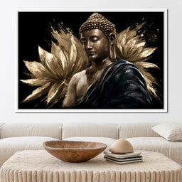 Golden Stillness Beyond The Lotus - NicheCanvas