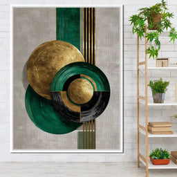 Emerald Gold Geometric Circles - NicheCanvas