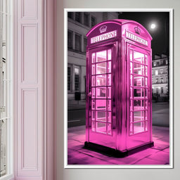 Pink Telephone Booth - NicheCanvas