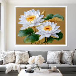 Radiant Lotus Golden Elegance - NicheCanvas