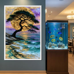 Ancient Pine Before The Gilded Moon - NicheCanvas