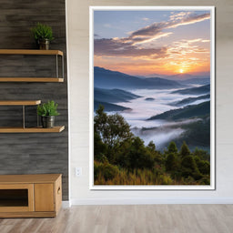 Sunrise Over Misty Mountains - NicheCanvas