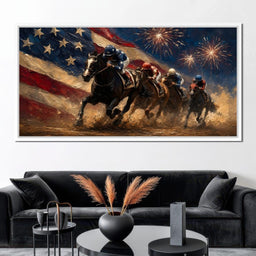 Thundering Hooves Under Patriotic Skies - NicheCanvas