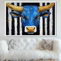 Striped Bull Portrait - Alicia Smith - NicheCanvas