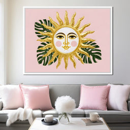 Golden Sunface Tropical Glow - NicheCanvas