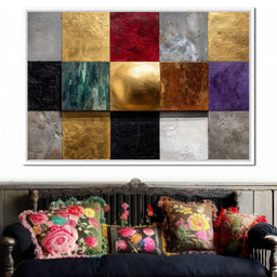 Gilded Mosaic Color Blocks - NicheCanvas