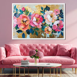 Golden Royal Flowers 02 - Wildrose Creations - NicheCanvas