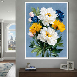Blue Garden Peony Bouquet - NicheCanvas