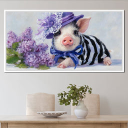 Lilac Garden Piglet Elegance - NicheCanvas