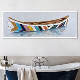 Colorful Canoe Reflections Calm - NicheCanvas