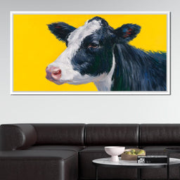 Bovine Dreams on Bright Yellow - NicheCanvas