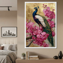 Golden Peacock Cherry Blossom - NicheCanvas