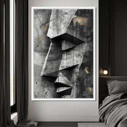 Monochrome Geometric Echoes - NicheCanvas