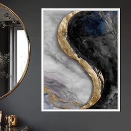 Gilded Moonstone Abstract Flow - NicheCanvas