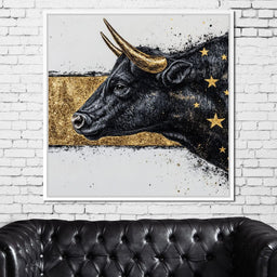 Golden Stargazer Bull Dream - NicheCanvas