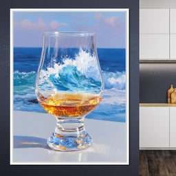 Ocean Wave Whisky Glass Stillness - NicheCanvas
