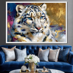 Golden Snow Leopard Portrait - NicheCanvas