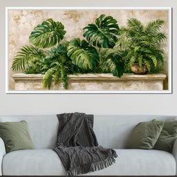 Sun Dappled Foliage On A Plaster Ledge - NicheCanvas