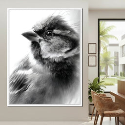 Feathered Sentinel Monochrome - NicheCanvas