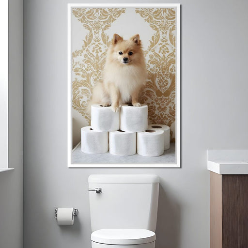 Pomeranian Toilet Tissue Throne Canvas Print