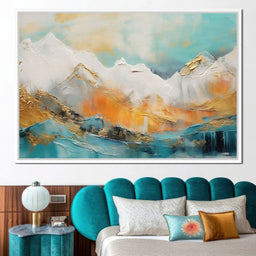 Golden Peaks Dawn Mountain Escape - NicheCanvas
