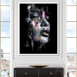 Neon Spectrum Glitch Portrait - NicheCanvas