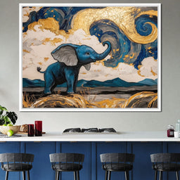 Elephant in Golden Clouds Majesty - NicheCanvas