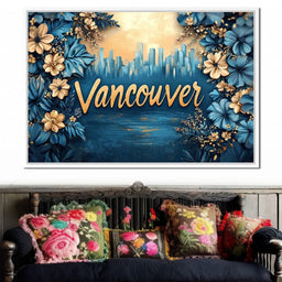 Golden Blooms Vancouver Cityscape - NicheCanvas
