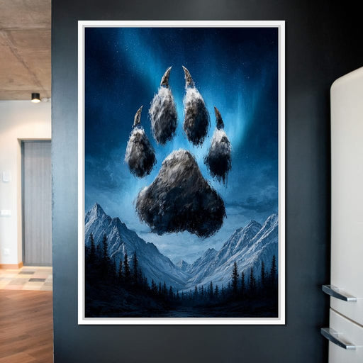 Celestial Wolf Paw Over Peaks Canvas Print