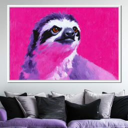 Vivid Magenta Sloth Portrait - NicheCanvas