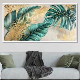 Golden Tropical Leaves Harmony - NicheCanvas