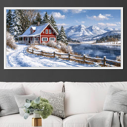 Solitude Beside The Frozen Mountain Lake - NicheCanvas