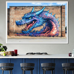 Street Art - Dragon's Fiery Majesty - NicheCanvas