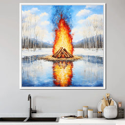 Winter Flames Reflecting - NicheCanvas