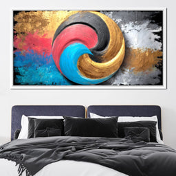 Golden Tricolor Swirl Energy Burst - NicheCanvas