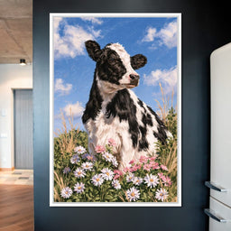 Gentle Pasture Cow Under Summer Skies - NicheCanvas