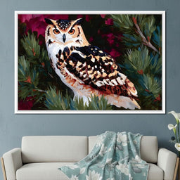 Autumn Pines Watchful Owl - NicheCanvas