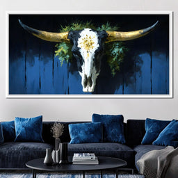 Golden Longhorn Skull Rustic - NicheCanvas