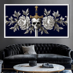 Baroque Skull and Peony Sword - NicheCanvas