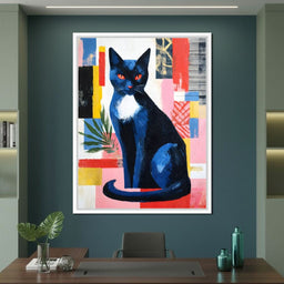 Midnight Feline Neon Collage - NicheCanvas