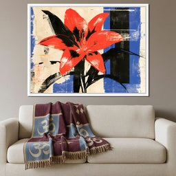 Bold Petals Against Shattered Geometry - NicheCanvas